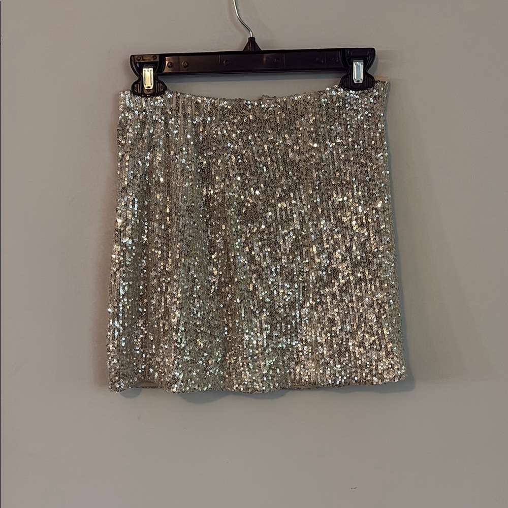 Rewind Glittering Silver Mini Skirt